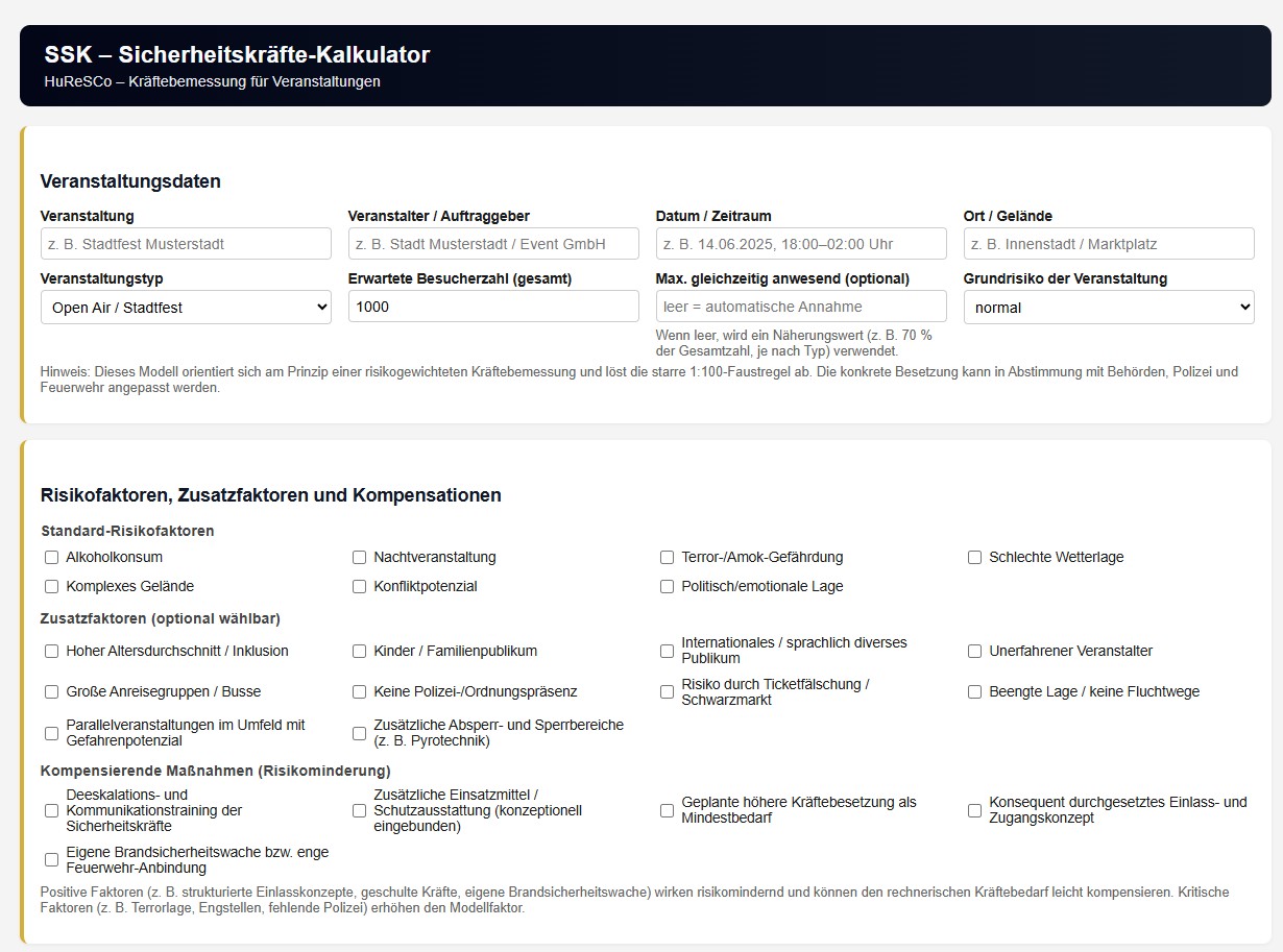 SSK-Tool mit Risikoampel und Bewertungsmatrix.